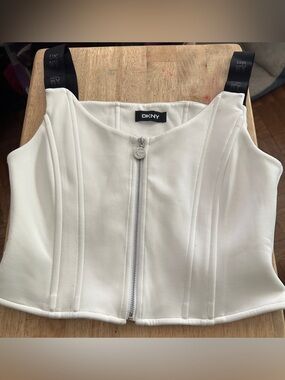Women’s DKNY x Karl Lagerfeld White Corset with Branded Straps Size XSmall/Small
